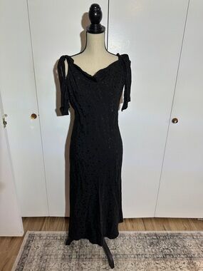 Forever 21 Black Midi Tie-Shoulder Slip Dress